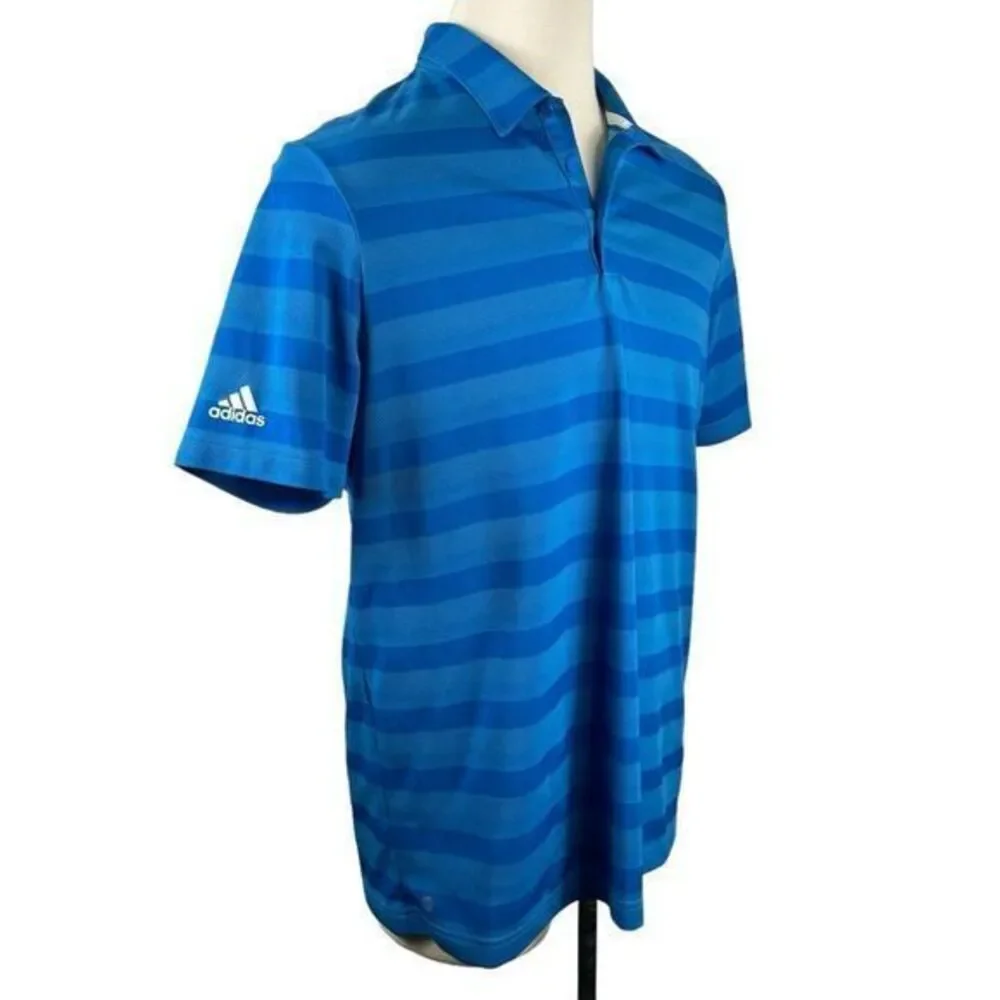 Men's Adidas Polo 2-Tone Blue Striped‎ ClimaLite Polo XL